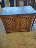 27 inch by 15 in vintage cabinet with slate top