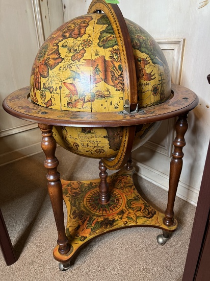 Vintage Big old world Zona Fredda Settentrionale Globe w/ stand lift up,spin