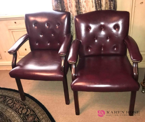 2- Leather maroon office chairs