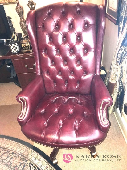 Leather Maroon high back off chair swivels/ up/ down