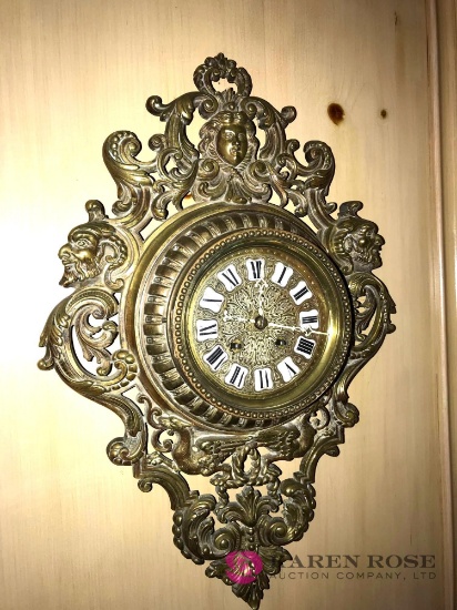 Antique Metal key wind wall clock