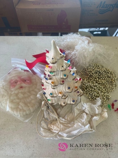 12 in ceramic Christmas tree and miscellaneous