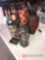 6- decorative pieces candle holder/wicker vases