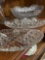 three cut glass candy boats