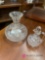 2- cut glass decanter and oil jar