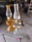 2- vintage oil lamps one changed to electric 19 inches high with shade