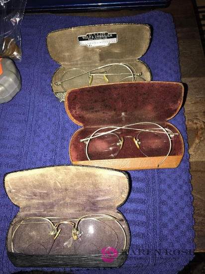 3- pairs vintage wire rim eyeglasses 1/20 gf glasses are broken
