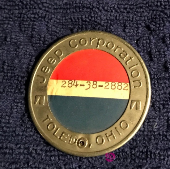 Vintage Jeep Corporation Employee Badge