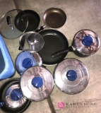Assorted pots and pans