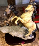 2- wild horses Meerchi figurine 13 in across x 14 in high