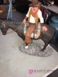 Monfort original western sculpture Cowboy riding horse 16 in x 17 in
