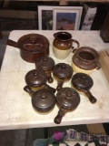 6- pottery soup bowls/pottery dish/pitcher/pot
