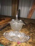 Crystal cut glass dish/basket