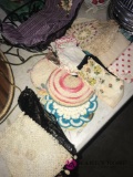 Metal basket / crochet purse/hankies/pot holders