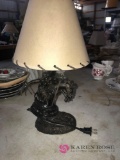 Cowboy riding horse 15 in high lamp
