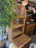 wicker book shelf and trunk