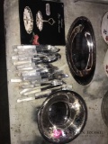 Silverplated serving pieces/silverware set