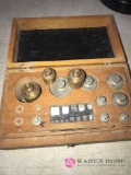 antique scientific measuring weight set