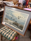David Maass Pencil Signed Framed breaking in bluebills Picture