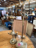two brass lamp bases and misc.