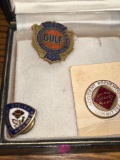 1939 golf oil, merit badge, plush Railway express badge