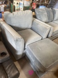 blue sofa chair and ottoman