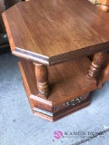 wooden lamp table 17 in x 17 in across/ 21 in high