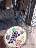 patio table with glass top plastic bottom metal decorative hanging plaque
