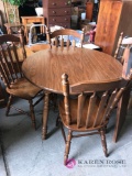 Wooden dining table with 4- chairs / leaf