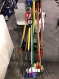 10- rakes/shovels/brooms