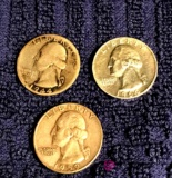 3- Silver quarters 1944-1959-1964