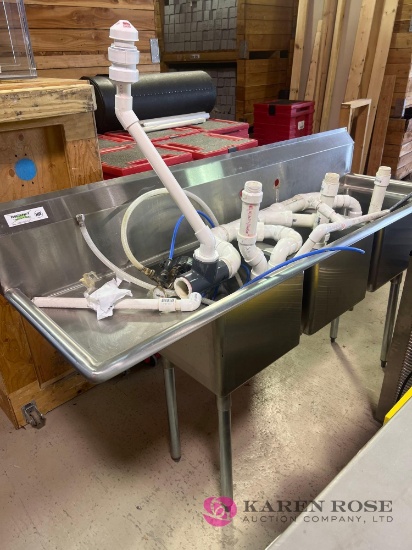 stainless steel commercial three sink station