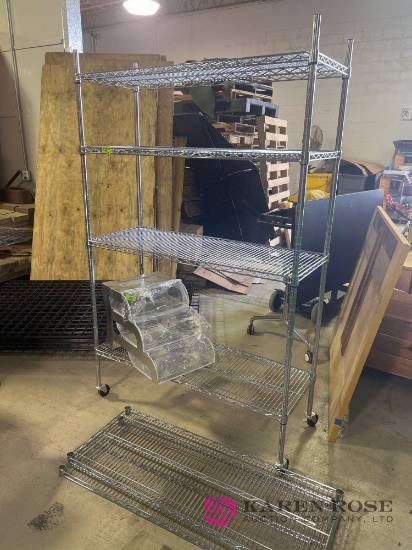 stainless shelf on wheels with two extra shelves