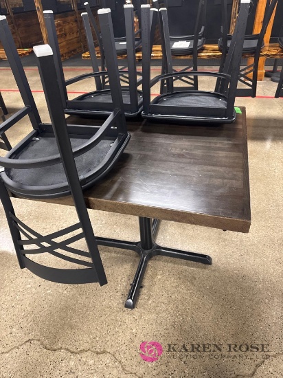 3' x 3' 28 inch tall table and four chairs