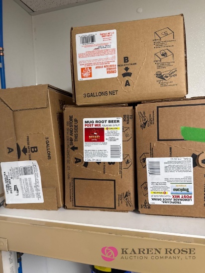 7 - 3 gallon boxes post mix fountain syrup