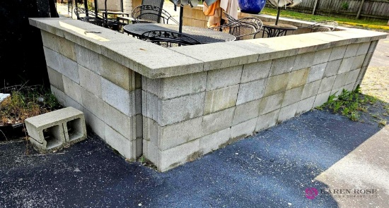 Approximately 34 feet block patio wall