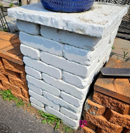 16 white brick columns 23x23 approximately thirty six inches tall