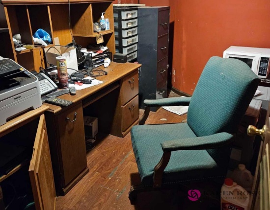 Office contents including microwave,printer, and more