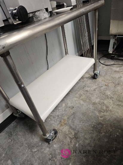 Forty eight inch rolling stainless table
