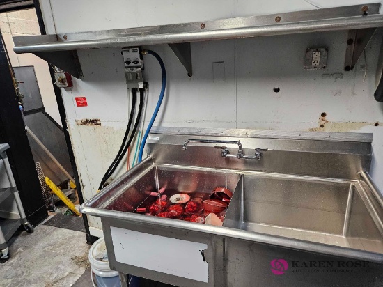 Fifty four inch stainless sink with stainless shelf