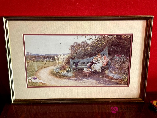 16 x 25 painting Reading in a Garden by Toni Lloyd