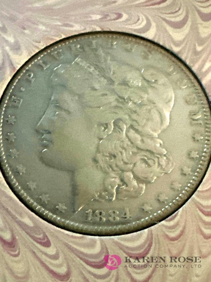 1884 Morgan silver dollar