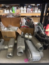 Shelf of Electric Supplies Junction Boxes Hardware and more