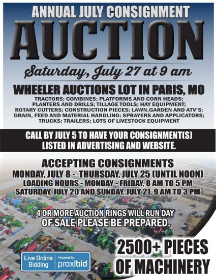 Annual July Consignment Auction Ring 1