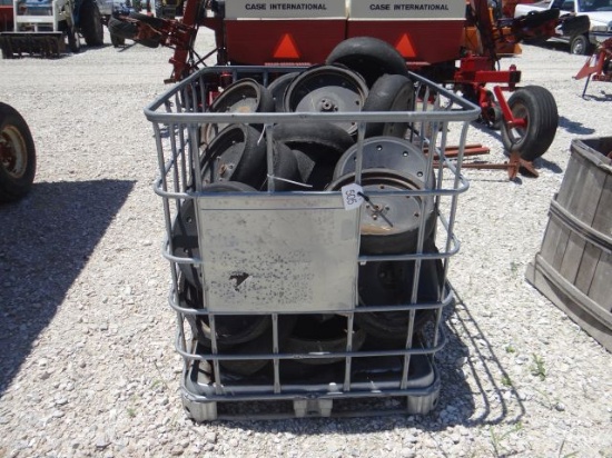 Planter gauge wheels in tote