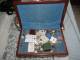 Pine Jewelry Chest & Misc Costume Jewelry
