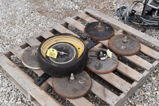 Pallet of Guage Wheels and Press Wheels