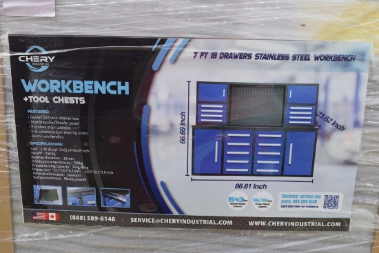7' Blue Work Bench