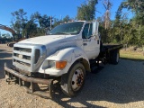 2006 FORD F650 SINGLE AXLE FLATBED WINCH TRUCK