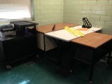 rolling cart, 3 desks, Room 25